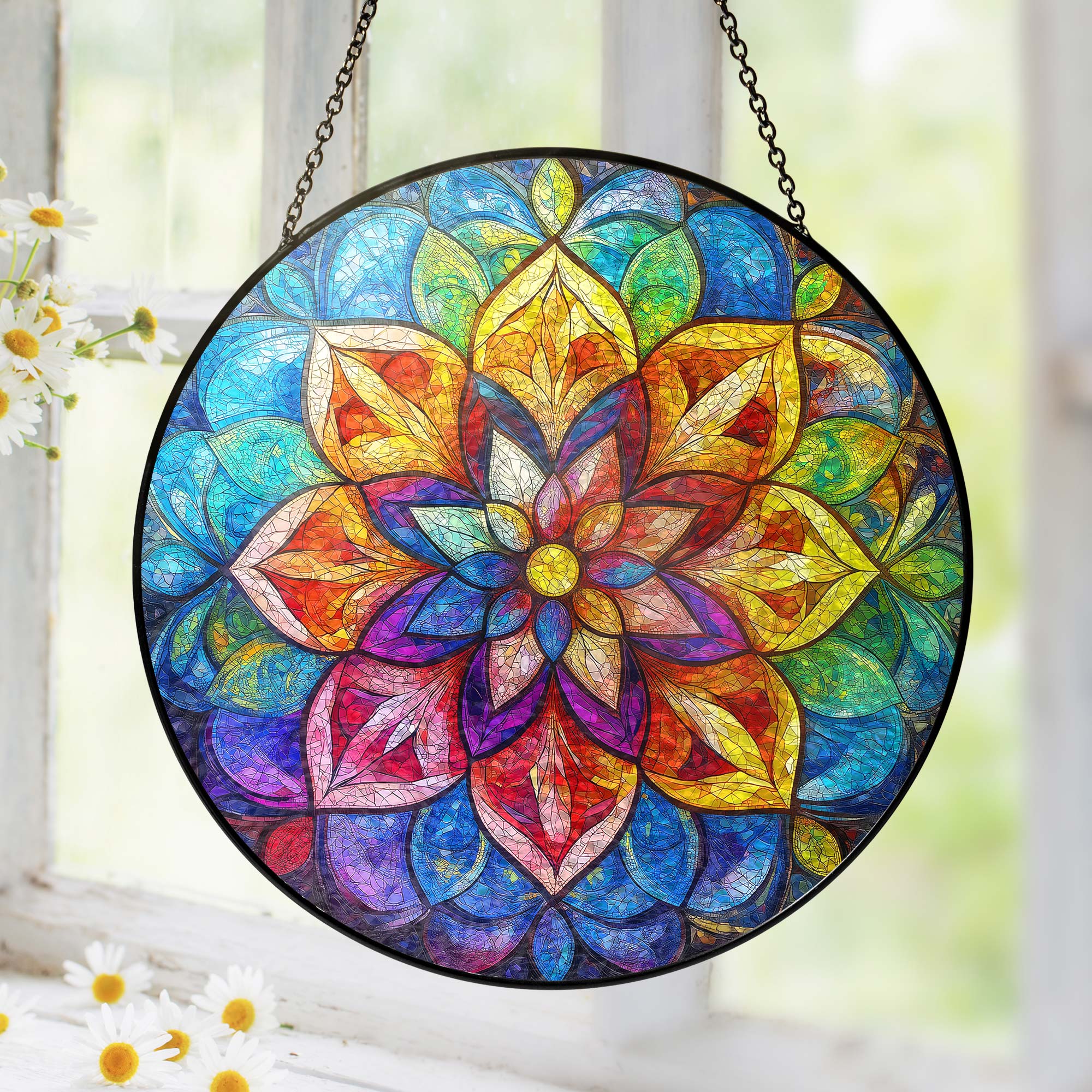 Mandala Stained Glass Suncatcher