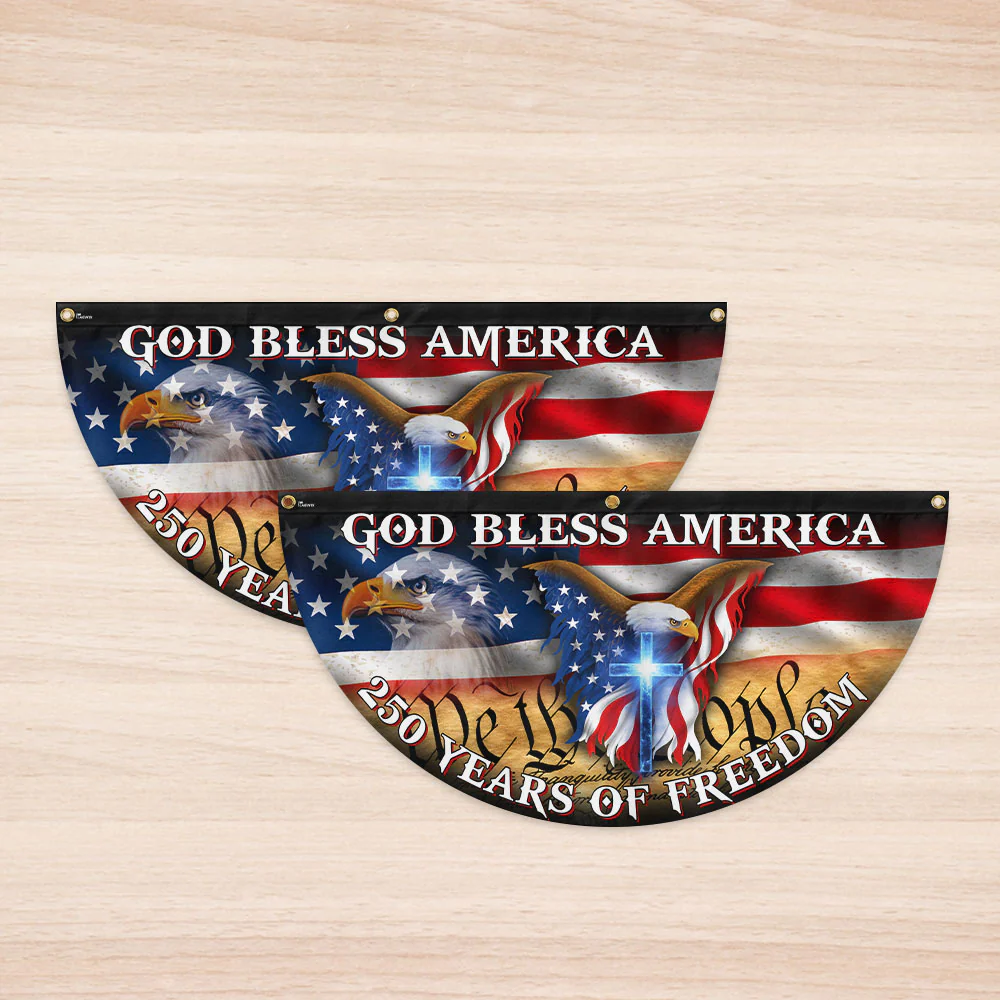 250 Years God Bless America Flag, Patriotic 1776 2026 Freedom Fan Flag