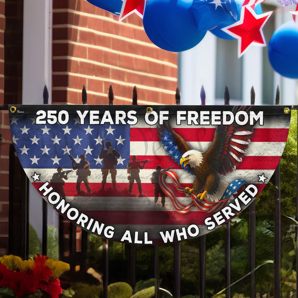 250 Years of Freedom Flag, Honoring All Who Served Veterans Day Fan Flag