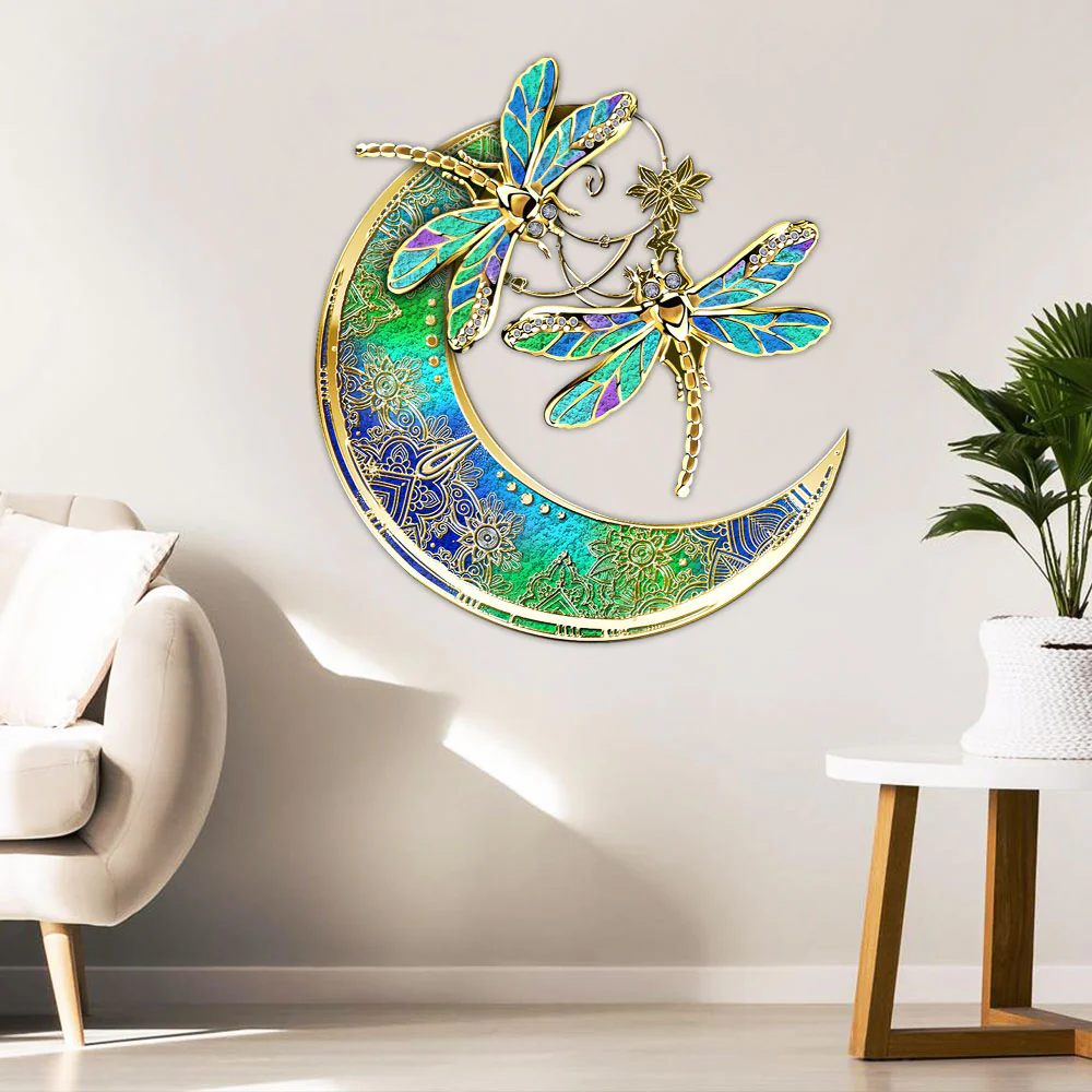 Woodstock Metal Sign, Hippie Metal Sign Dragonfly Couple