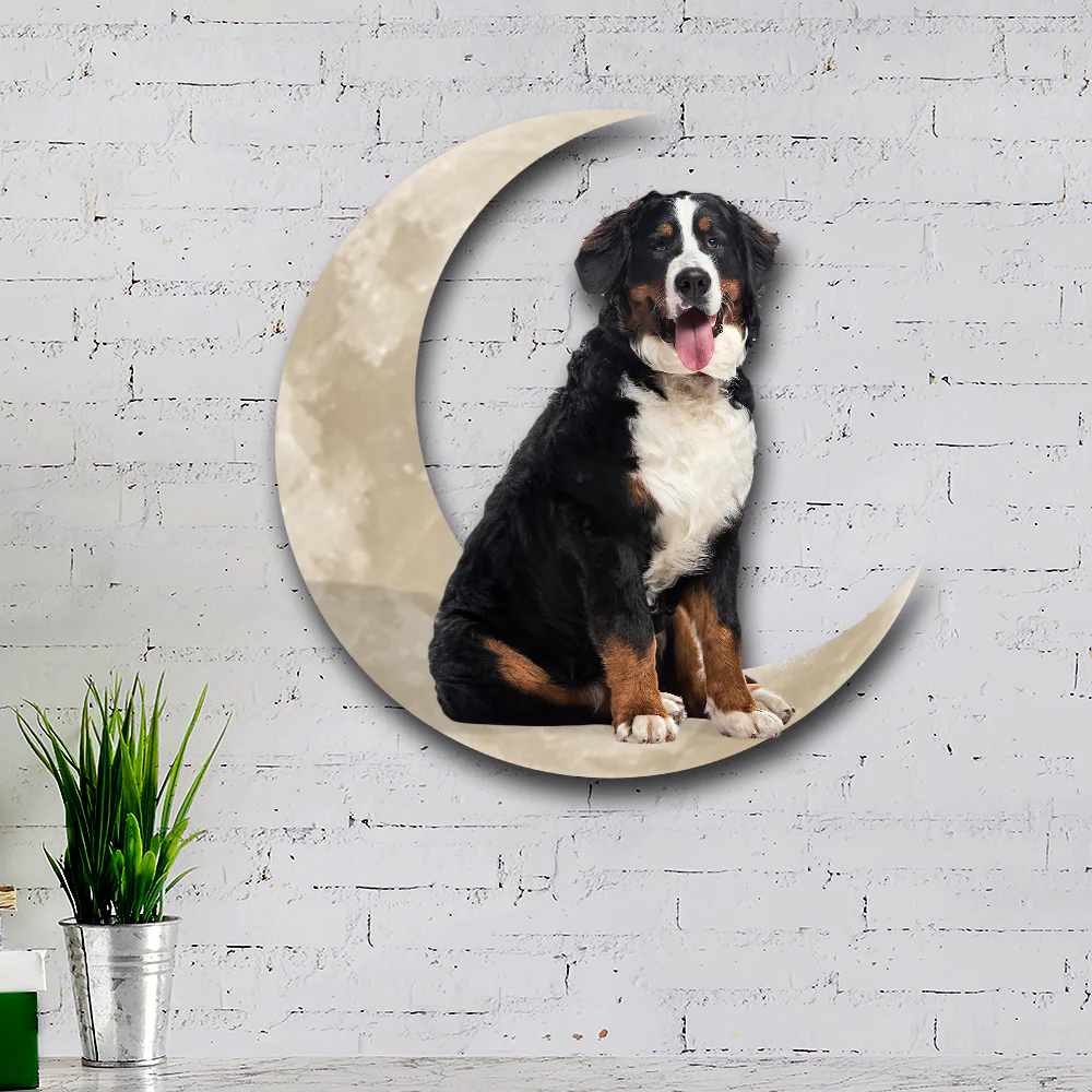 Bernese Mountain Dog And Moon Hanging Metal Sign QNK879MSv30