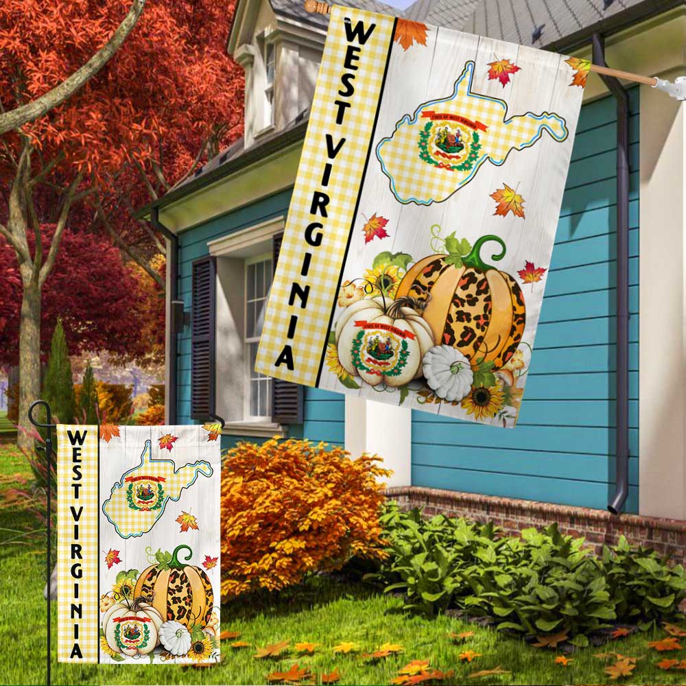 West Virginia State Fall Thanksgiving Pumpkins Flag