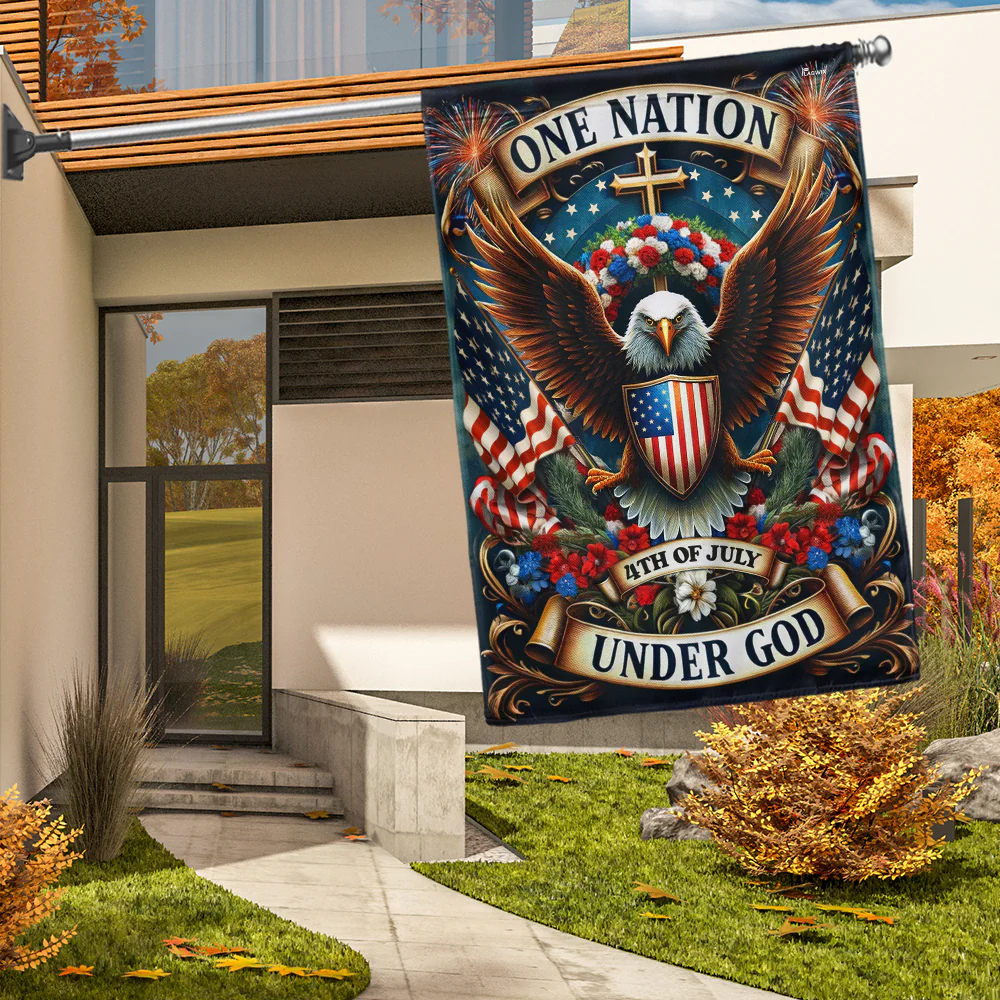 Bimipi American Flag - Eagle Wreath Independence Day One Nation Under God Flag