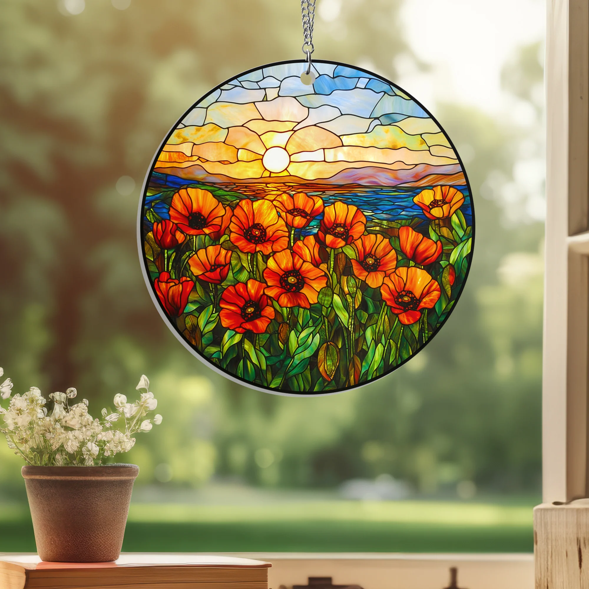California Poppies Acrylic Suncatcher Hanging Sign Gift For California