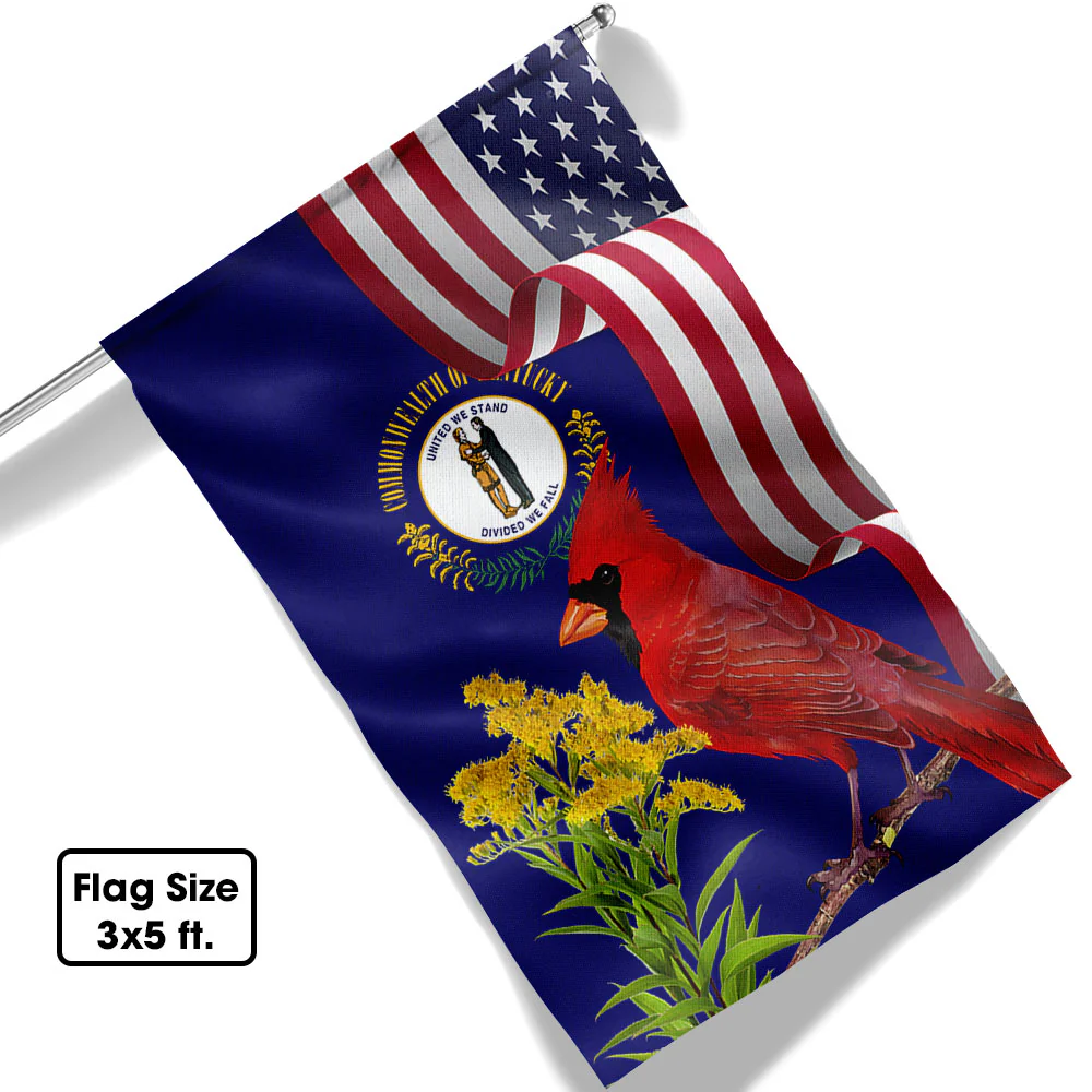 Kentucky State Cardinal and Goldenrod Flower Flag MLN1141Fv11