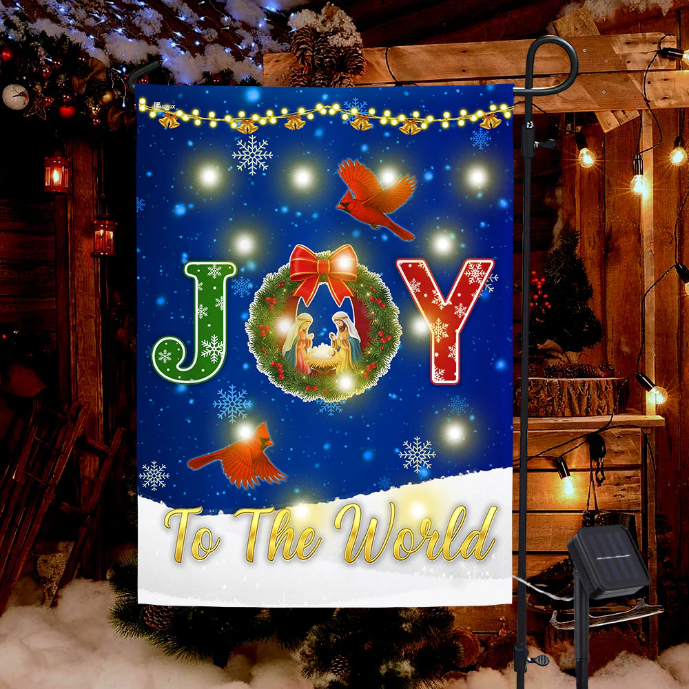 Joy To The World Flag | Navity of Jesus with Cardinal Solar LED Flag