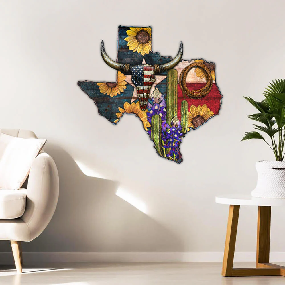 Texas Hanging Metal Sign Cactus