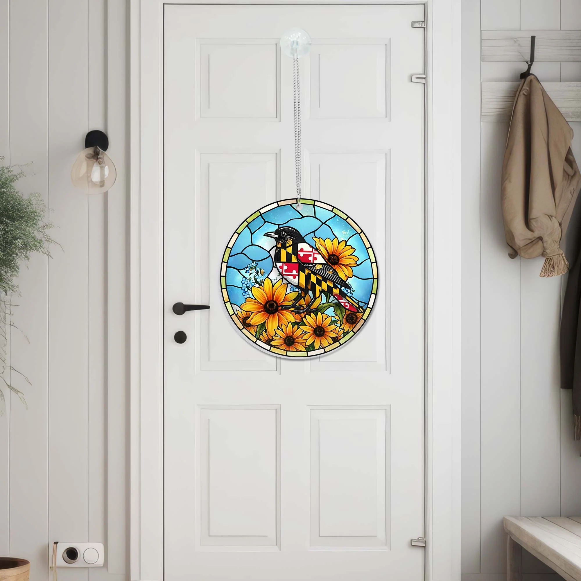 Maryland Stained Glass Suncatcher, Baltimore Oriole Window Hanging