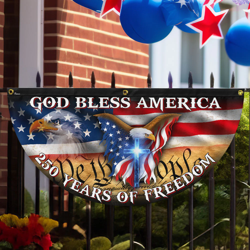 250 Years God Bless America Flag, Patriotic 1776 2026 Freedom Fan Flag