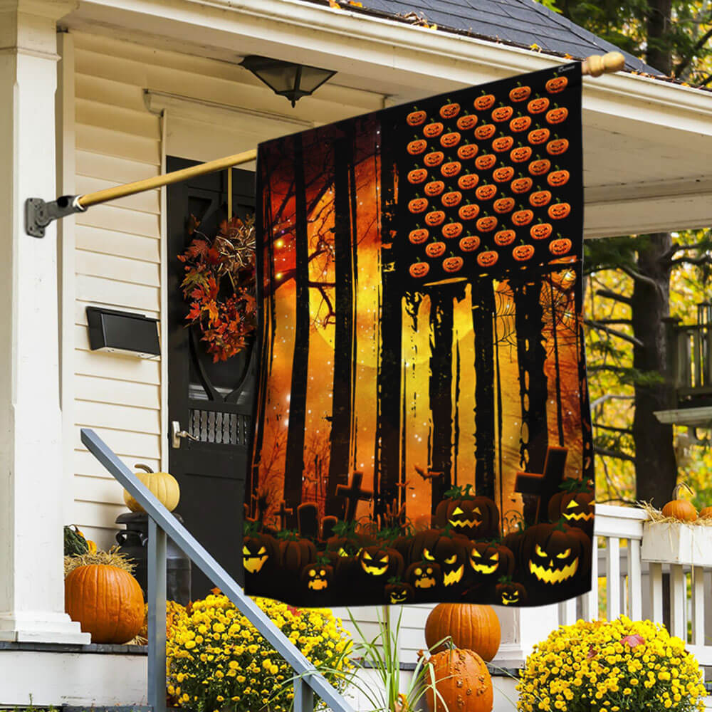 Pumpkin American Flag Bimipi  ™ Halloween Pumpkin Flag 3-Day Shipping