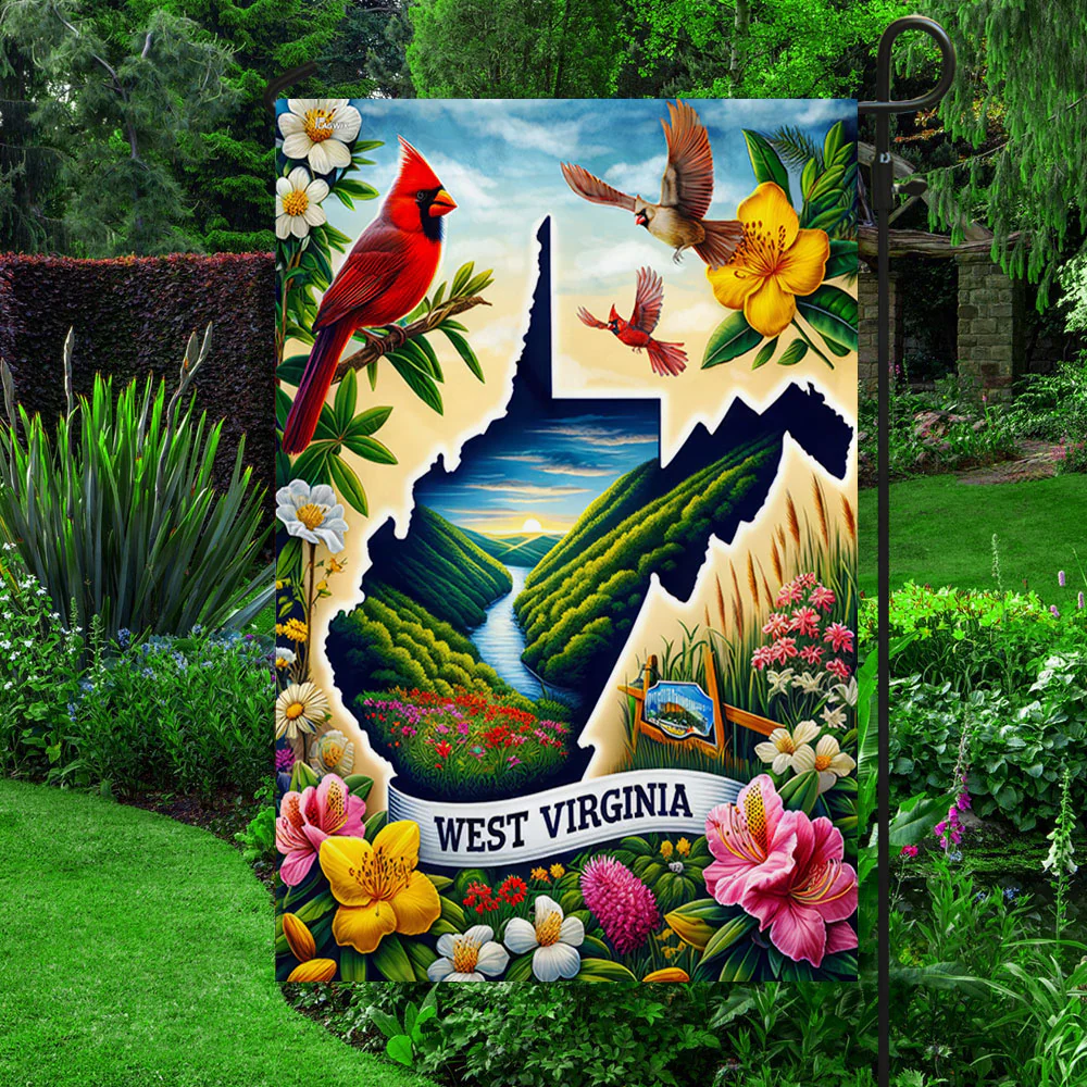 Bimipi West Virginia with Rhododendron and Cardinal Flag