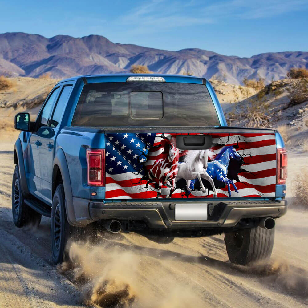 Horse American Patriot Truck Tailgate Decal Sticker Wrap