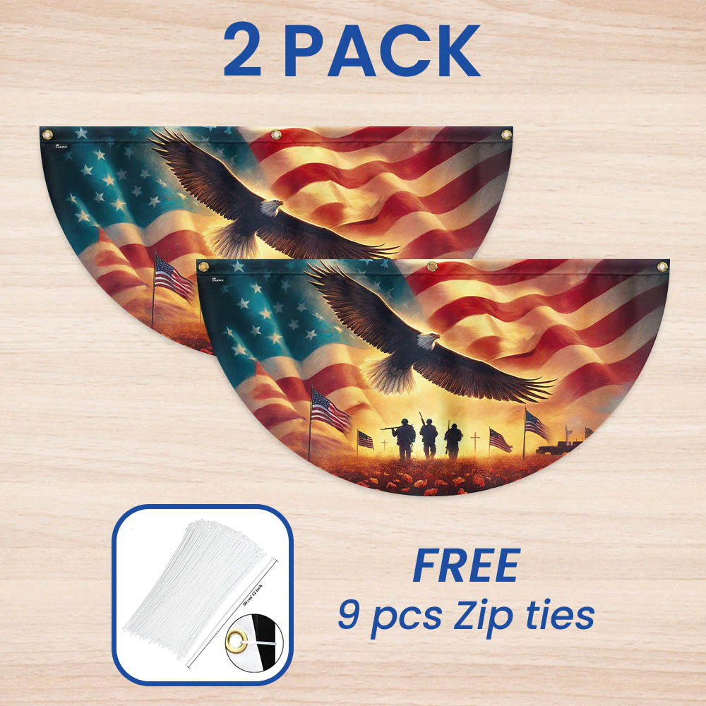 Memorial Day Honor The Fallen Veteran Patriotism Non-Pleated Fan Flag 3-Day Shipping