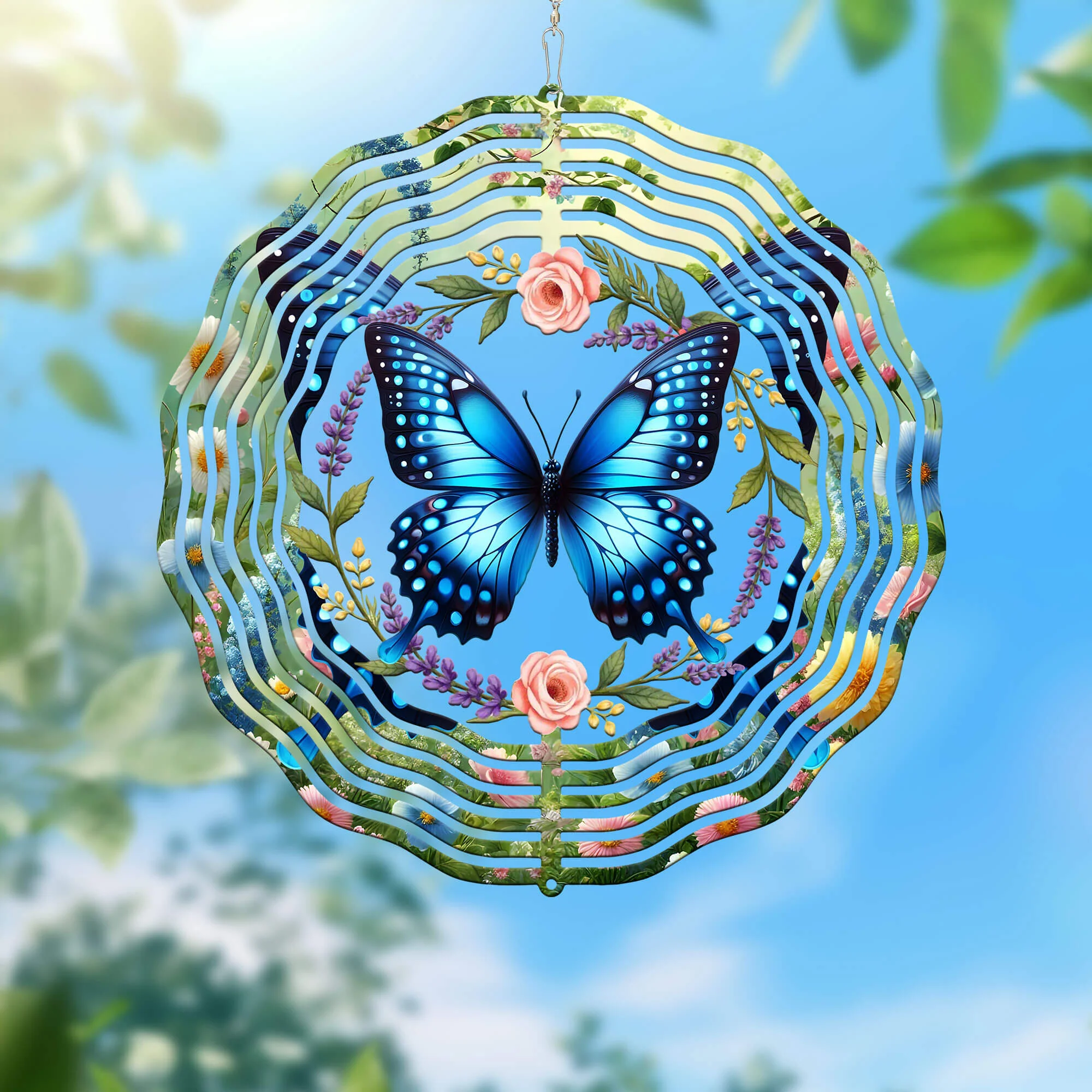 Spring Floral Butterfly Wind Spinner 3-Day Shipping