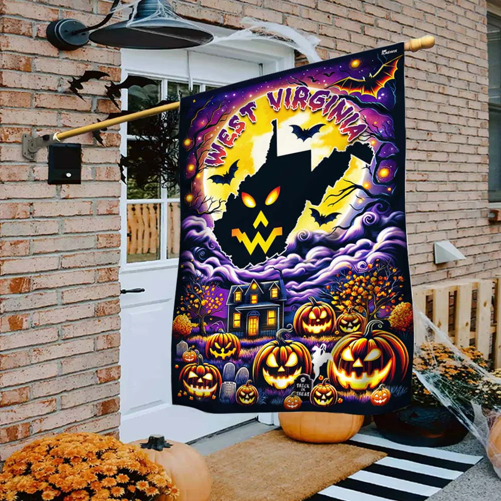 West Virginia Halloween Ghost Pumpkins Flag