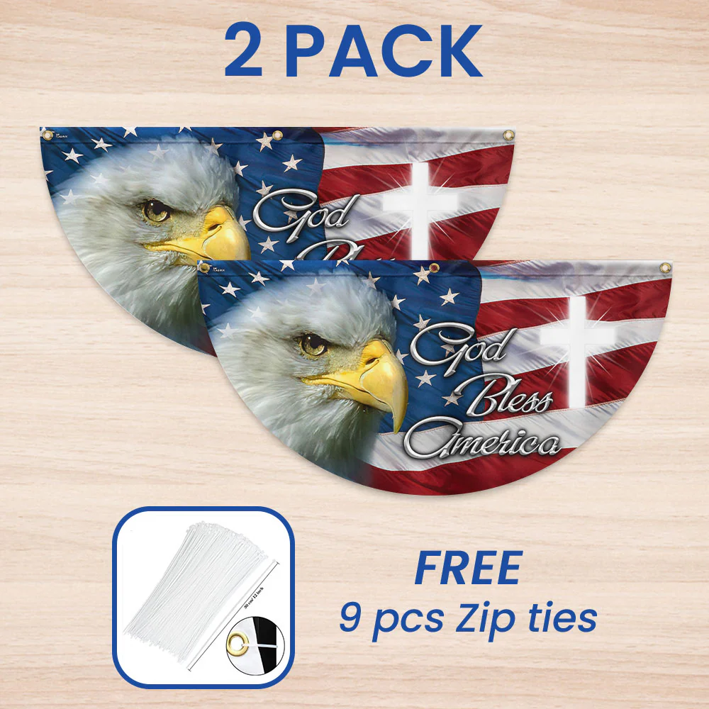 America flag | Eagle God Bless America Bunting Non-Pleated Fan Flag 3-Day Shipping