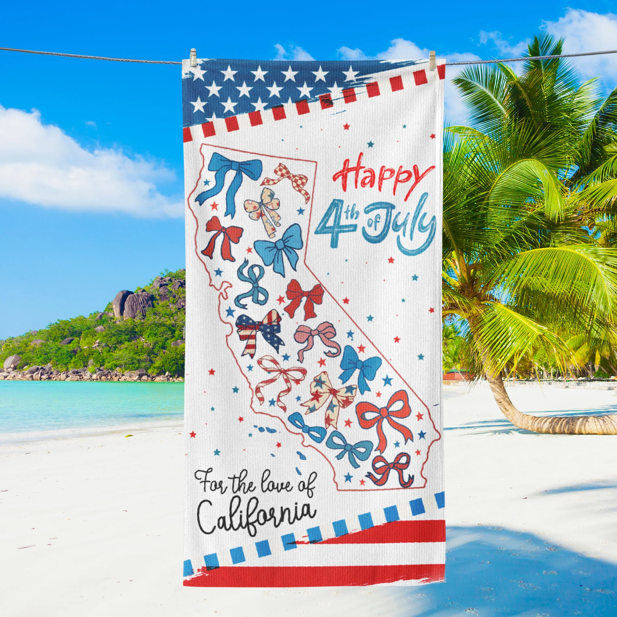 American States Califonia Happy 4th of july Beach Towel