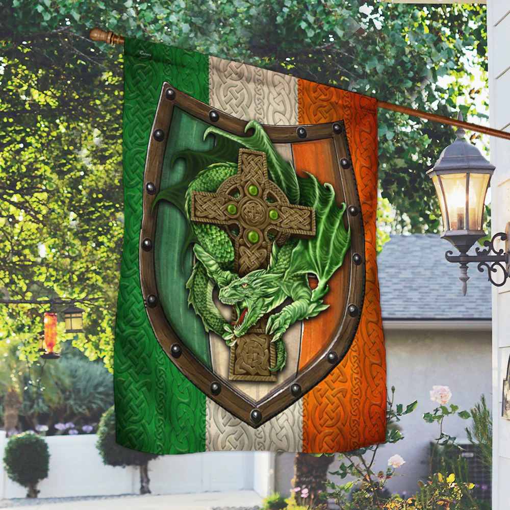 Irish Dragon Flag Celtic Dragon Cross