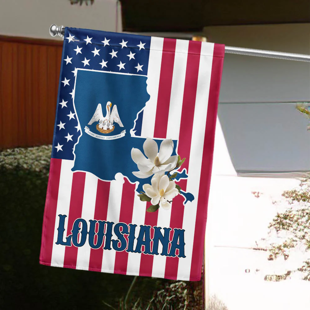Louisiana State Magnolia American Flag