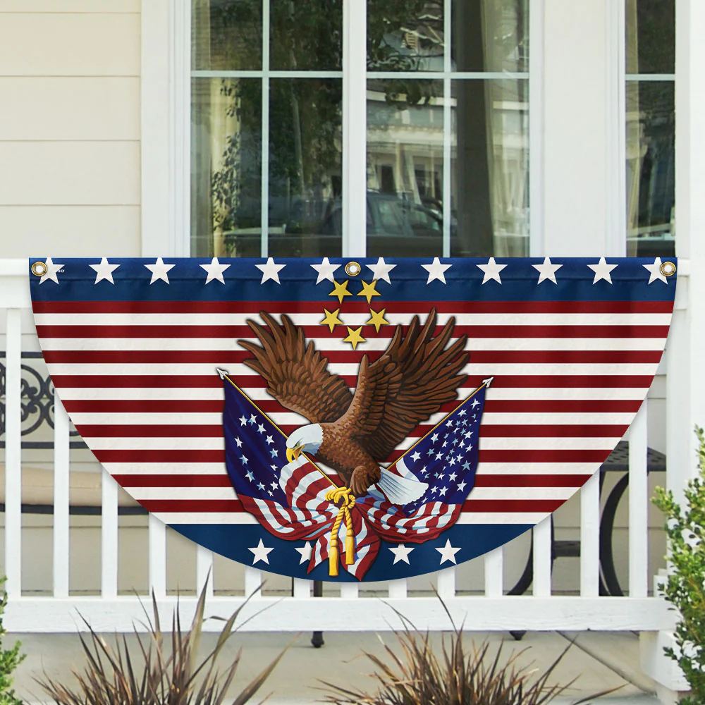 Patriotic Eagle American Non-Pleated Fan Flag