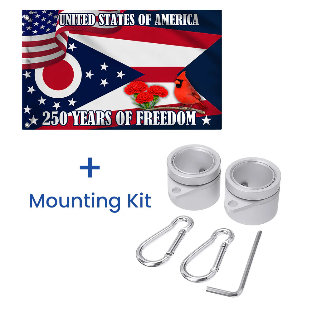 Ohio Flag, 250 Years of America Ohio State US Grommet Flag