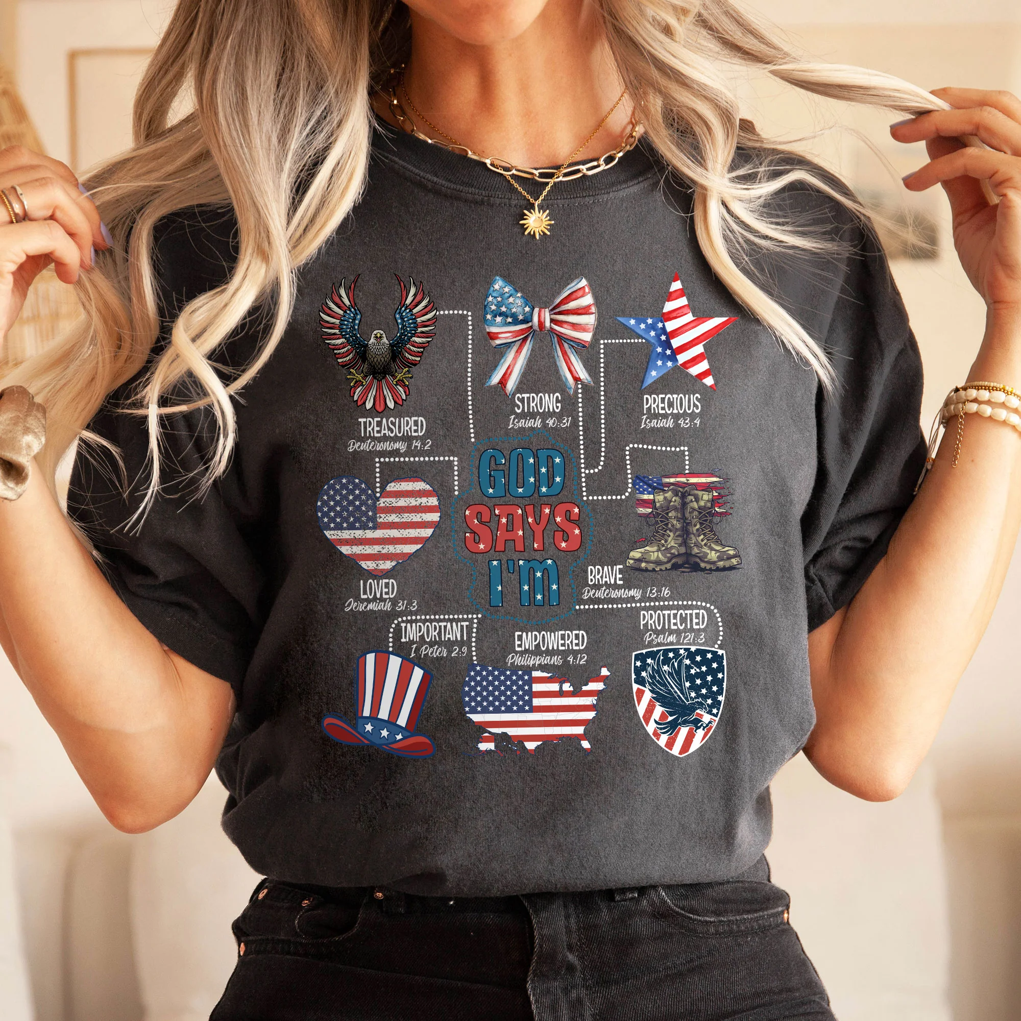 Independence Day, Gift for 4th of july, American Flag, God Says I Am Comfort Colors T-shirt