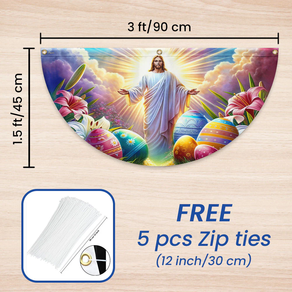 He Is Risen Easter Jesus Non-Pleated Fan Flag