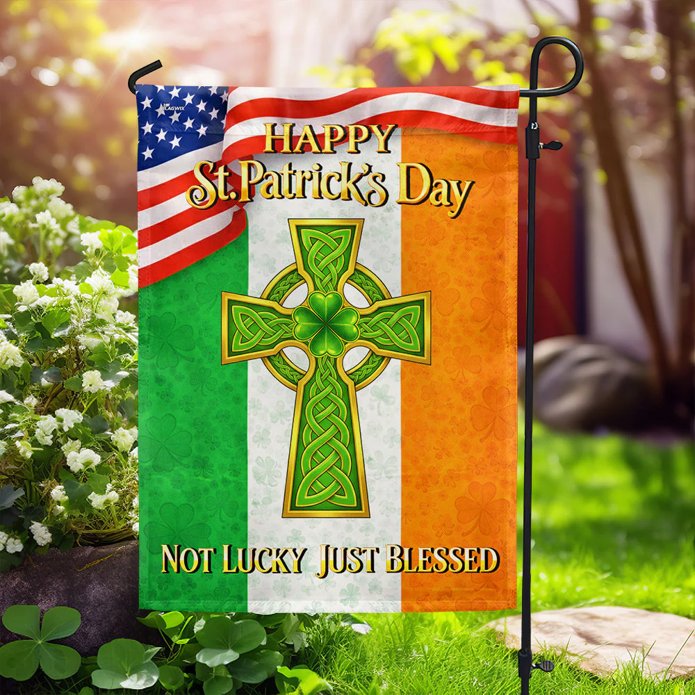Irish Celtic Knot Cross Flag, Happy St. Patrick's Day American US Flag
