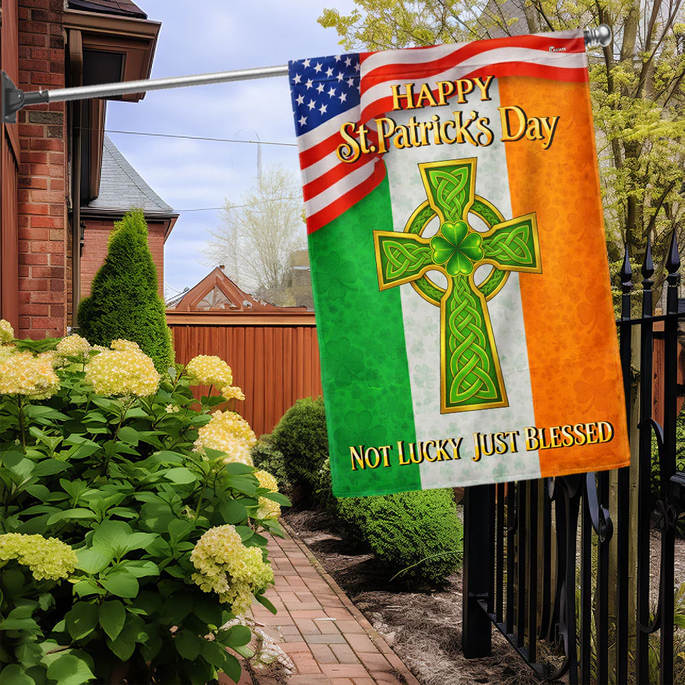 Irish Celtic Knot Cross Flag, Happy St. Patrick's Day American US Flag