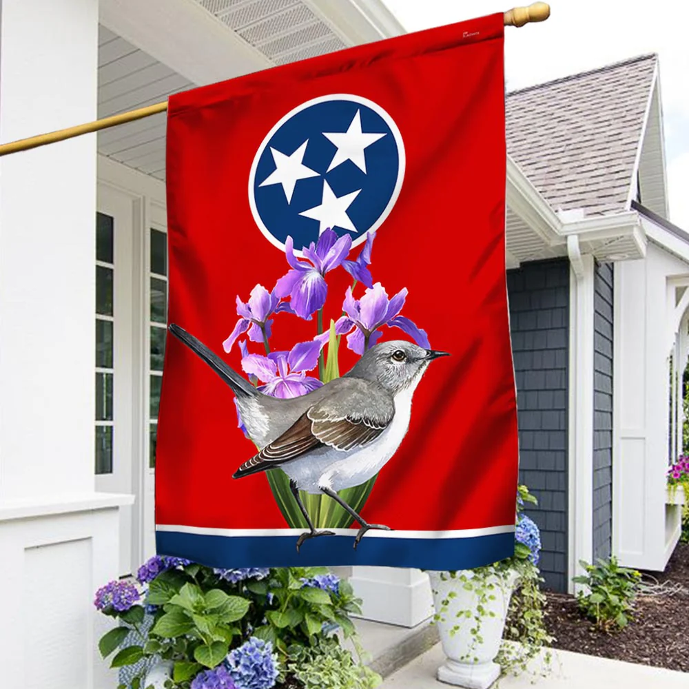 Tennessee Flag Mockingbird and Irises