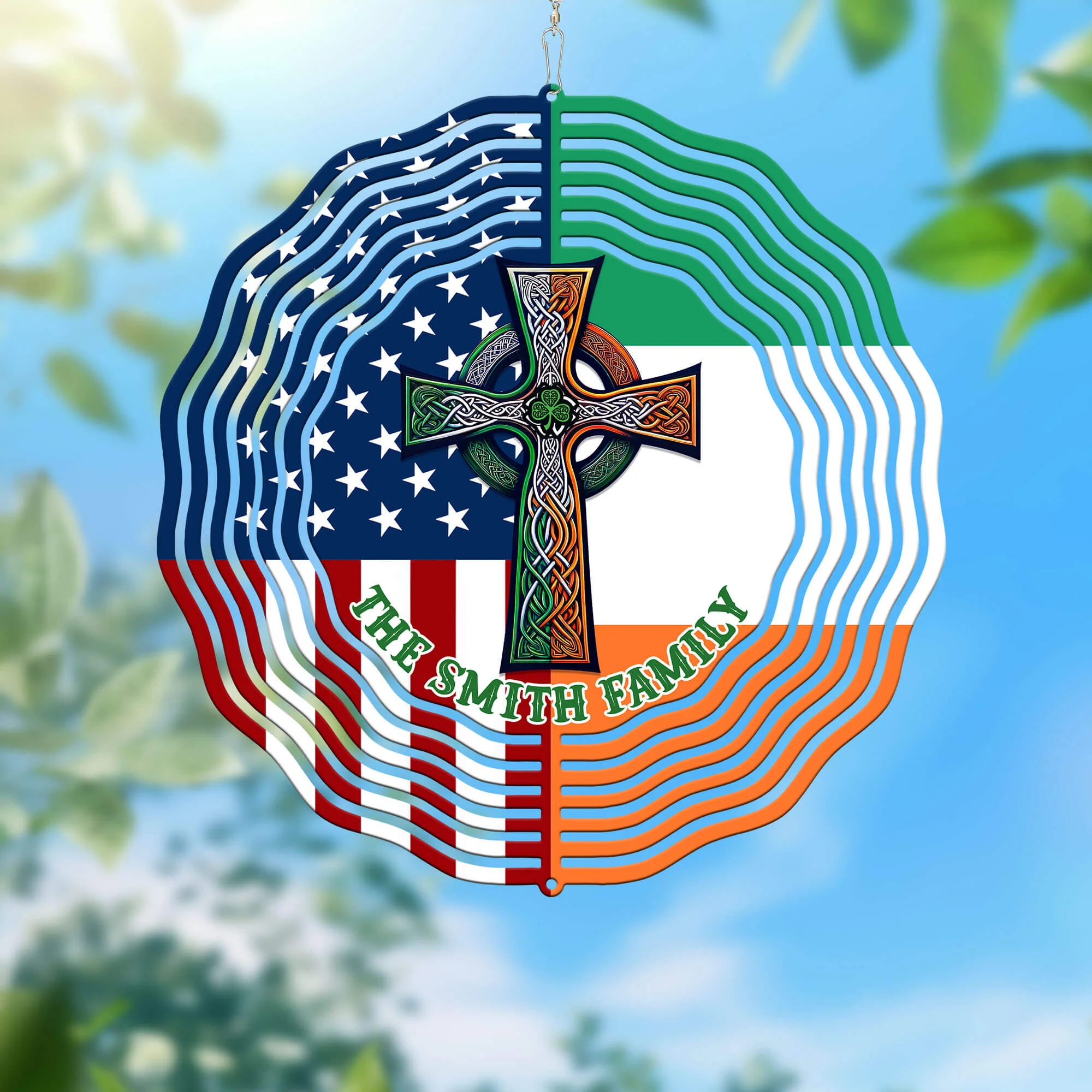 Personalized Irish Celtic Knot Cross St. Patrick’s Day Irish Wind Spinner