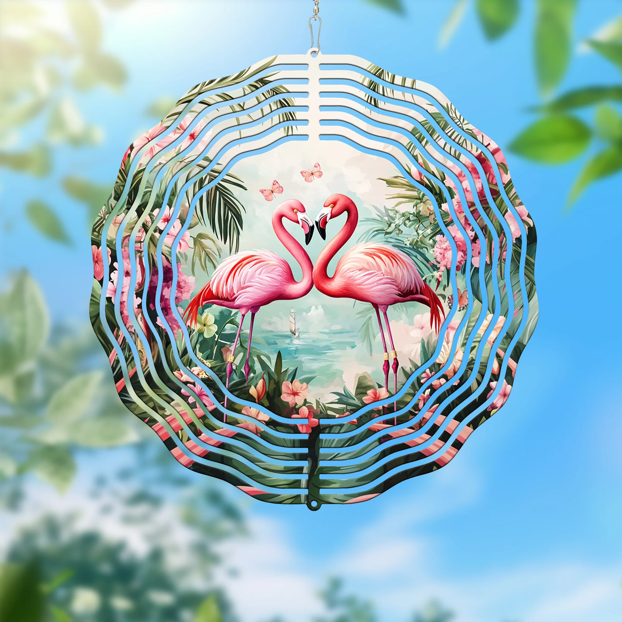 Pink Flamingos Spring Wind Spinner