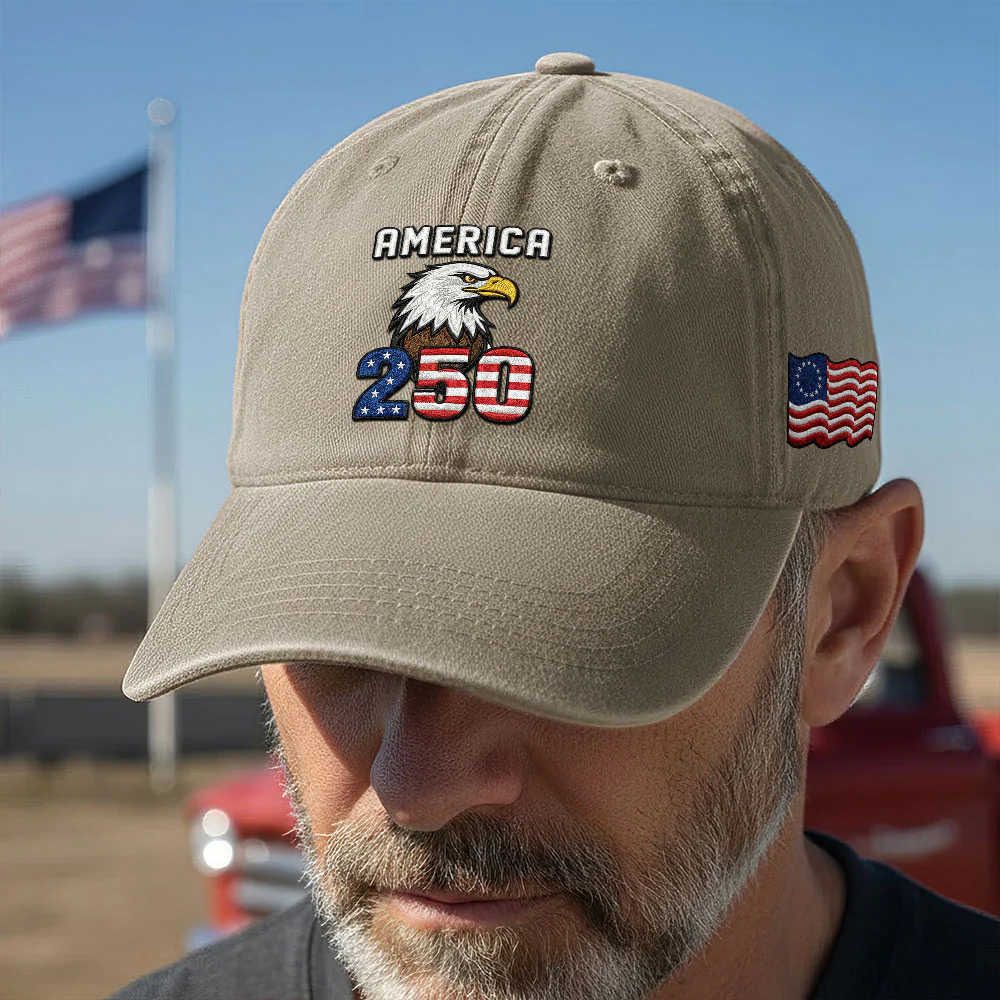 250th Anniversary Eagle Washed Cap with Embroidered Betsy Ross Flag