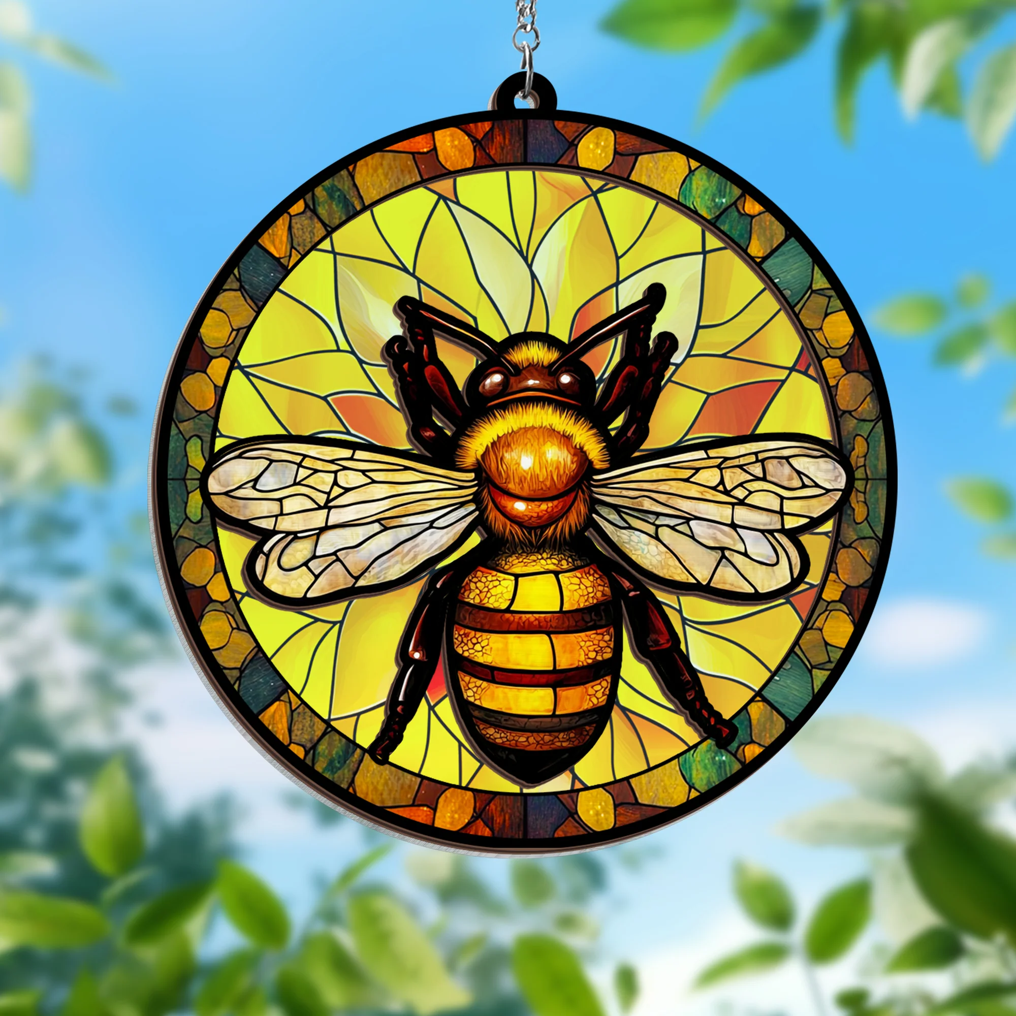 Bee Hippie 2 Layered Hanging Suncatcher