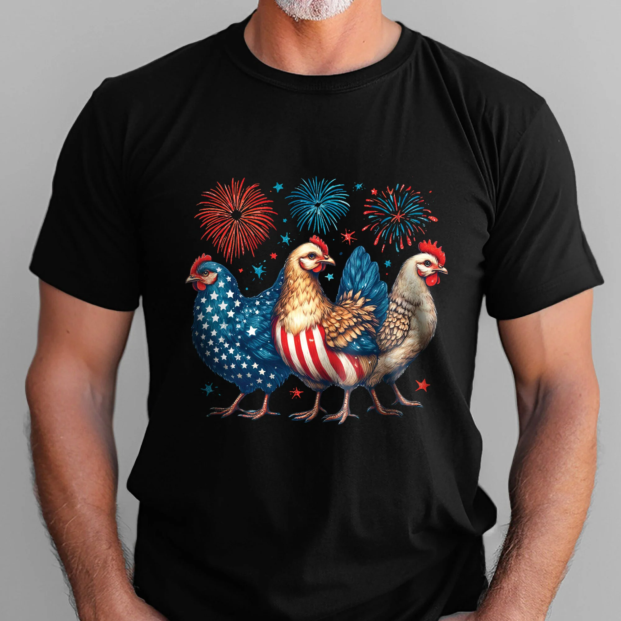 Patriotic Chicken Merica 4th Of july Independence Day T-Shirt, Farm Tee