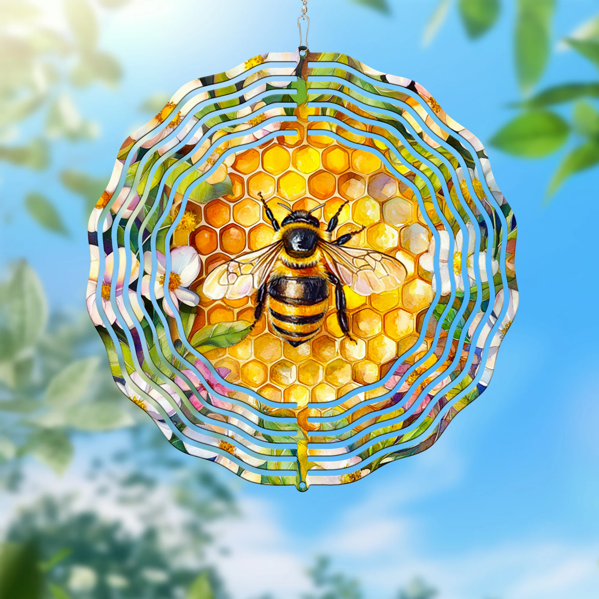 Bee Hive Spring Wind Spinner