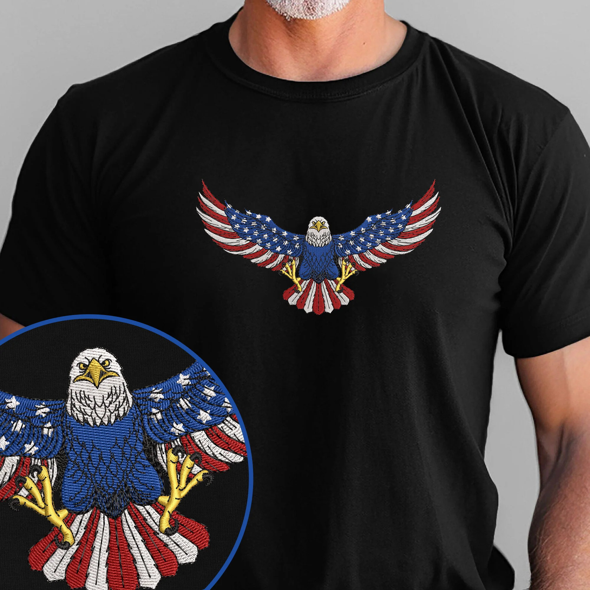 Patriotic Eagle American Embroidered T-Shirt