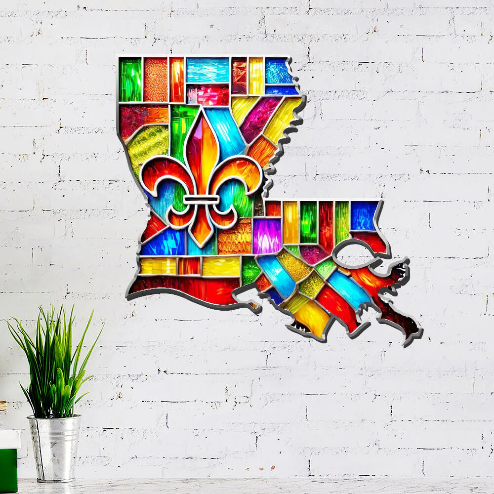 Louisiana Map Hanging Metal Sign