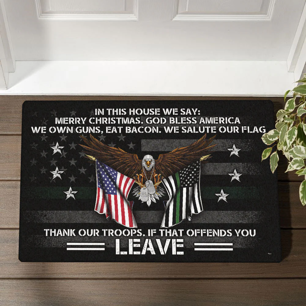 Veterans Day Decor, Patriotic Doormat In This House We Salute Our Flag