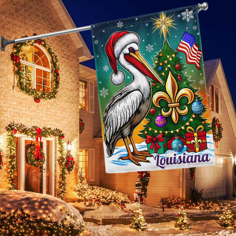 Louisiana Pelican Christmas Flag