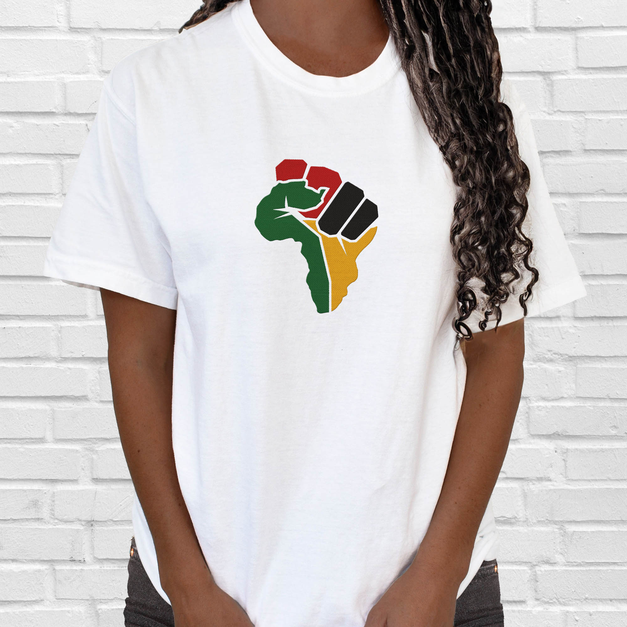 Juneteenth Freedom Day Fist Hand Embroidered T-Shirt