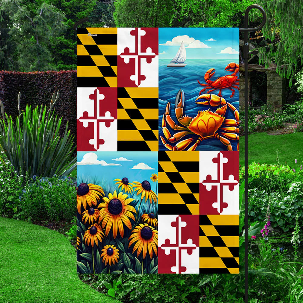 Bimipi Maryland State Crab and Black-eyed Susan Flower Flag