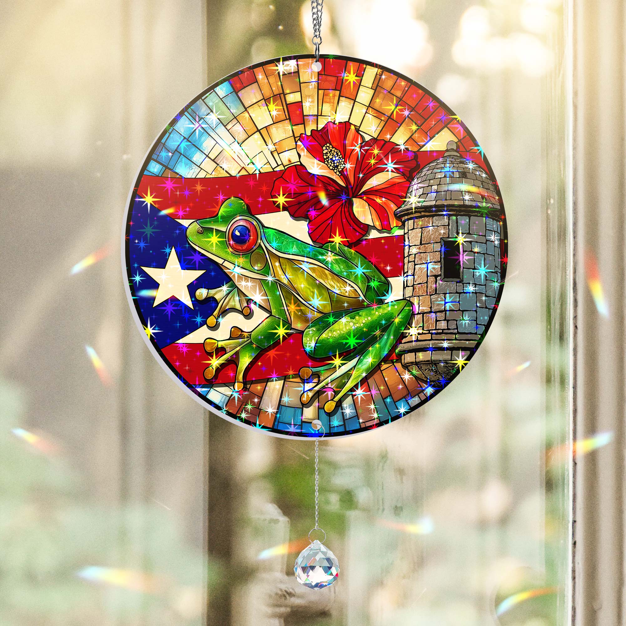 Puerto Rico Hologram Window Hanging