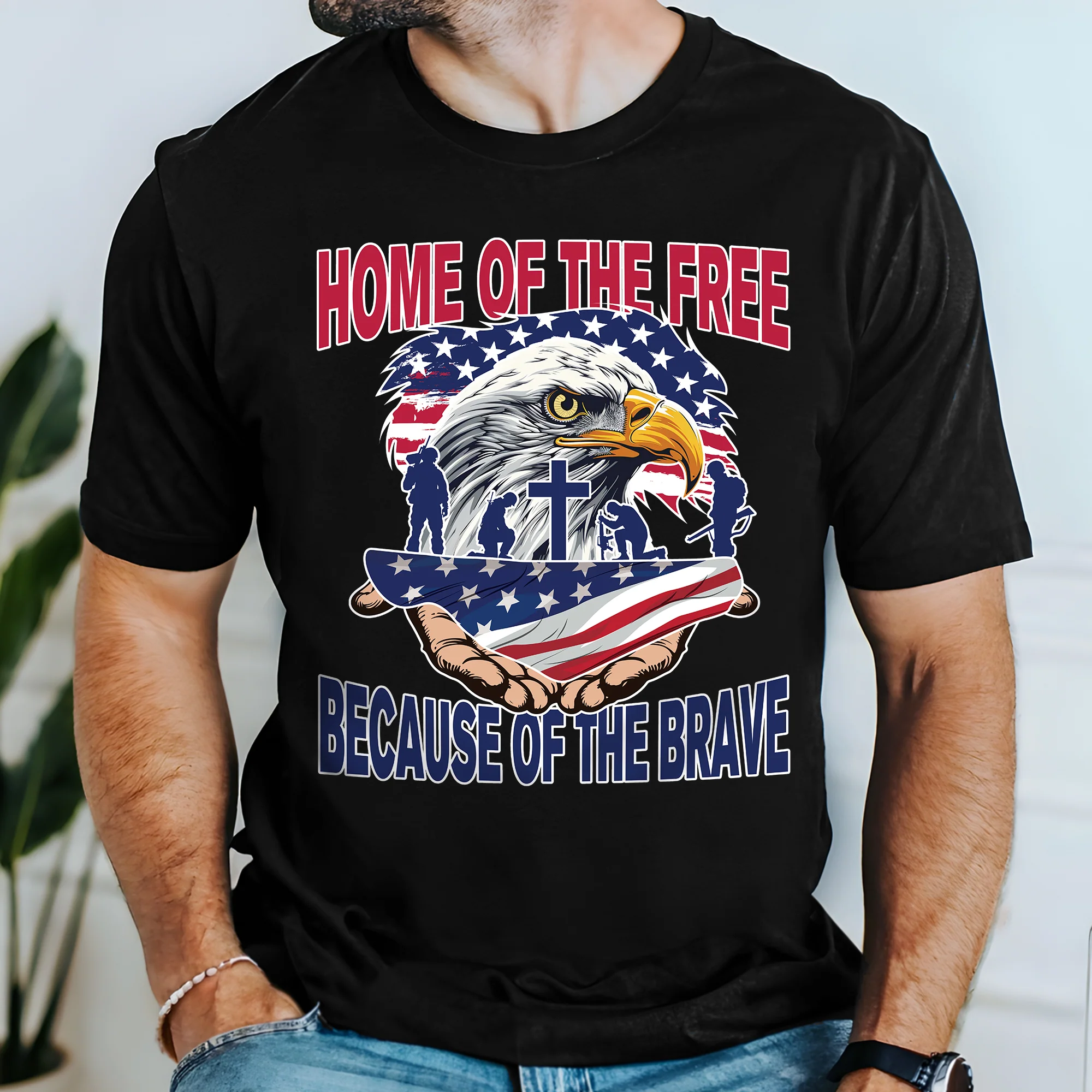 Veterans Day, Home Of The Free, Patriotic American Eagle Veteran T-Shirt