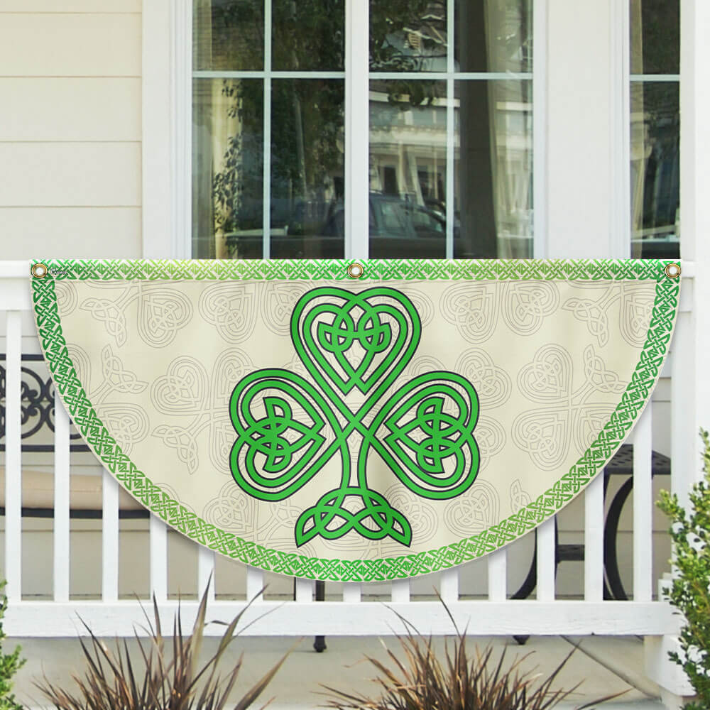 Irish Celtic Shamrock St. Patrick's Day Non-Pleated Fan Flag